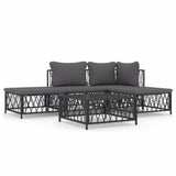 5 Piece Garden Lounge Set with Cushions Anthracite Steel