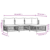 4 Piece Garden Lounge Set with Cushions White Steel - Extra Image