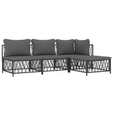 4 Piece Garden Lounge Set with Cushions Anthracite Steel - Side View