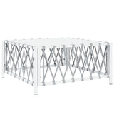 5 Piece Garden Lounge Set with Cushions White Steel - Close-Up Angle