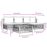 5 Piece Garden Lounge Set with Cushions White Steel
