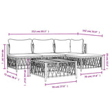 5 Piece Garden Lounge Set with Cushions White Steel - Extra Image