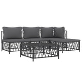 5 Piece Garden Lounge Set with Cushions Anthracite Steel - Side View