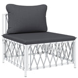 5 Piece Garden Lounge Set with Cushions White Steel - 45-Degree Angle