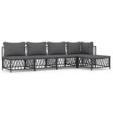 5 Piece Garden Lounge Set with Cushions Anthracite Steel - Front View