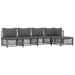 5 Piece Garden Lounge Set with Cushions Anthracite Steel