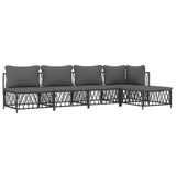 5 Piece Garden Lounge Set with Cushions Anthracite Steel - Side View