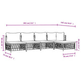 5 Piece Garden Lounge Set with Cushions Anthracite Steel