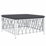 6 Piece Garden Lounge Set with Cushions White Steel - Rear View