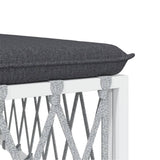6 Piece Garden Lounge Set with Cushions White Steel - Low Angle