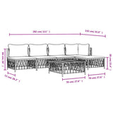 6 Piece Garden Lounge Set with Cushions White Steel - Extra Image