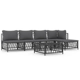 6 Piece Garden Lounge Set with Cushions Anthracite Steel - Front View