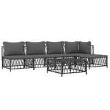 6 Piece Garden Lounge Set with Cushions Anthracite Steel - Side View