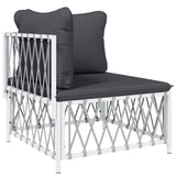 4 Piece Garden Lounge Set with Cushions White Steel - Top-Down View