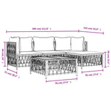 4 Piece Garden Lounge Set with Cushions White Steel