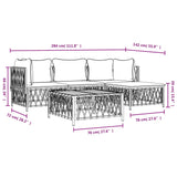 4 Piece Garden Lounge Set with Cushions White Steel - Extra Image