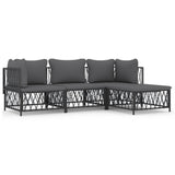 4 Piece Garden Lounge Set with Cushions Anthracite Steel - Front View