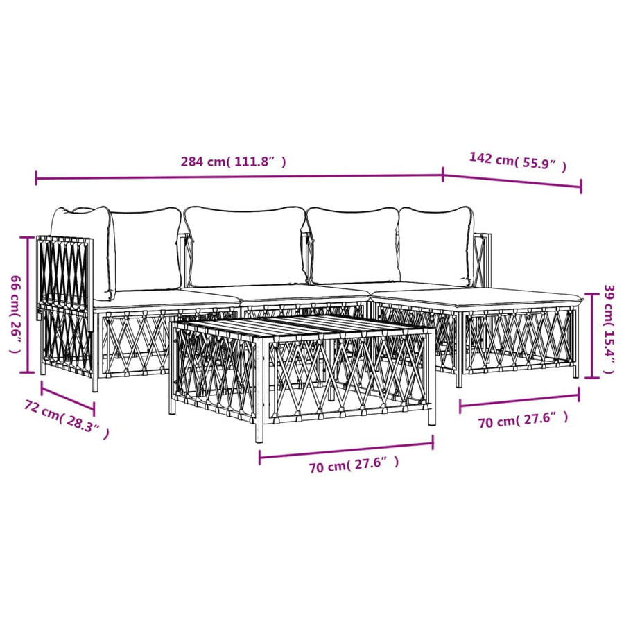 4 Piece Garden Lounge Set with Cushions Anthracite Steel