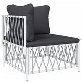 5 Piece Garden Lounge Set with Cushions White Steel - Top-Down View