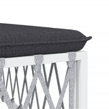 5 Piece Garden Lounge Set with Cushions White Steel - Low Angle