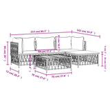 5 Piece Garden Lounge Set with Cushions White Steel