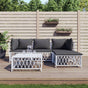5 Piece Garden Lounge Set with Cushions White Steel