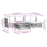 5 Piece Garden Lounge Set with Cushions Anthracite Steel
