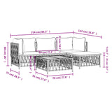 5 Piece Garden Lounge Set with Cushions Anthracite Steel - Extra Image