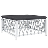 5 Piece Garden Lounge Set with Cushions White Steel - Rear View