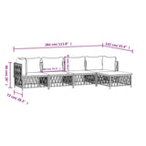 5 Piece Garden Lounge Set with Cushions White Steel - Extra Image