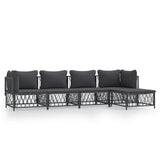 5 Piece Garden Lounge Set with Cushions Anthracite Steel - Front View