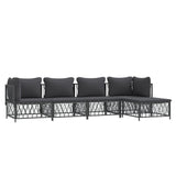 5 Piece Garden Lounge Set with Cushions Anthracite Steel - Side View