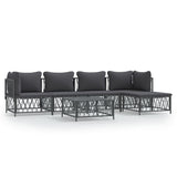 6 Piece Garden Lounge Set with Cushions Anthracite Steel - Front View