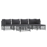 6 Piece Garden Lounge Set with Cushions Anthracite Steel - Side View