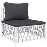 4 Piece Garden Lounge Set with Cushions White Steel - 45-Degree Angle