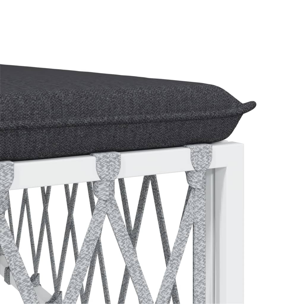 4 Piece Garden Lounge Set with Cushions White Steel