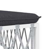 4 Piece Garden Lounge Set with Cushions White Steel - Rear View