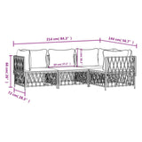 4 Piece Garden Lounge Set with Cushions White Steel - Low Angle
