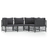 4 Piece Garden Lounge Set with Cushions Anthracite Steel - Front View