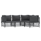 4 Piece Garden Lounge Set with Cushions Anthracite Steel - Side View