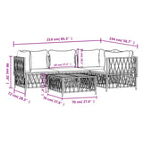 5 Piece Garden Lounge Set with Cushions White Steel