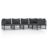 5 Piece Garden Lounge Set with Cushions Anthracite Steel - Front View