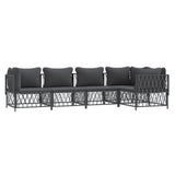 5 Piece Garden Lounge Set with Cushions Anthracite Steel