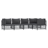 5 Piece Garden Lounge Set with Cushions Anthracite Steel - Side View