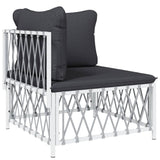 6 Piece Garden Lounge Set with Cushions White Steel - Top-Down View