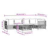 6 Piece Garden Lounge Set with Cushions White Steel