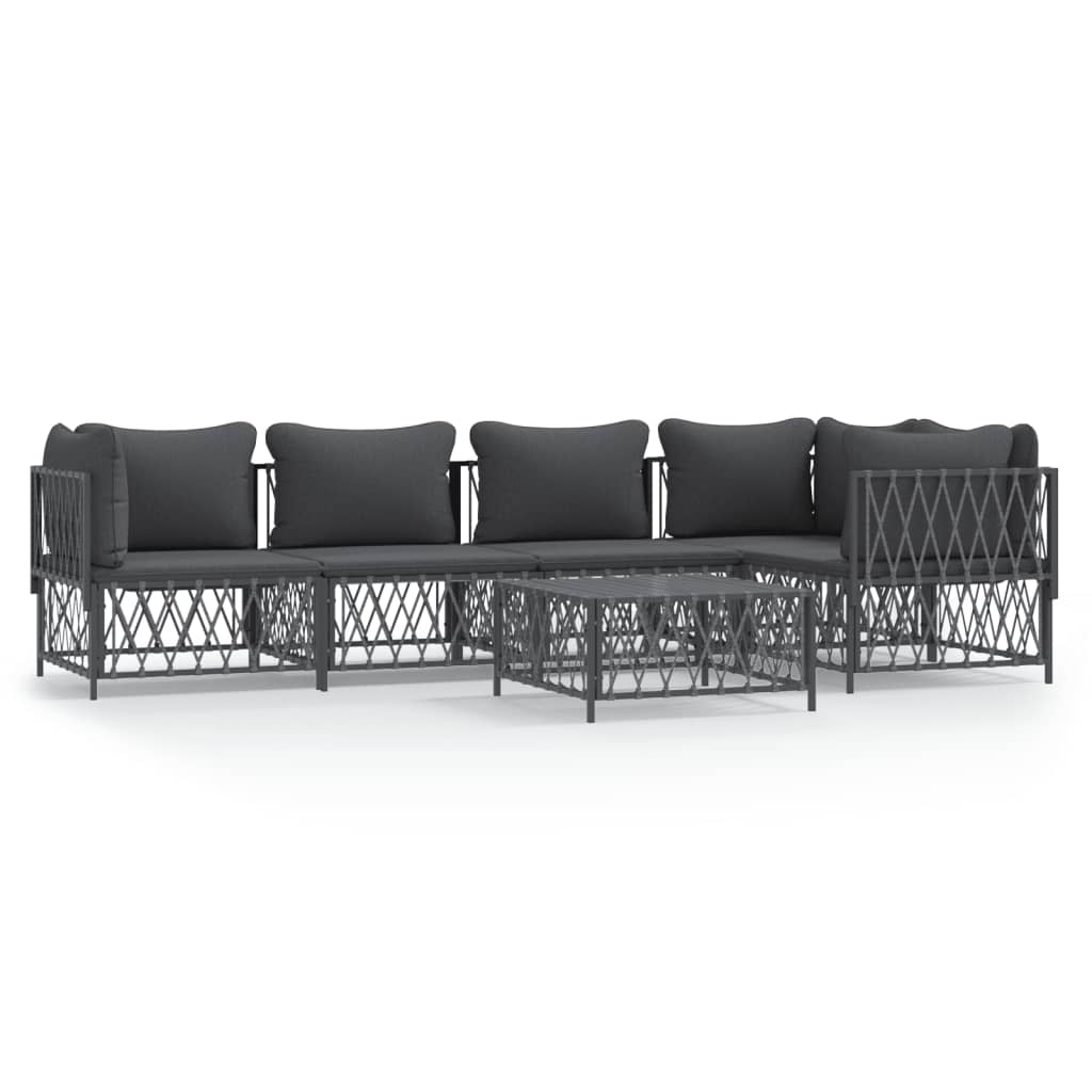 6 Piece Garden Lounge Set with Cushions Anthracite Steel