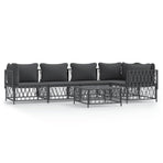 6 Piece Garden Lounge Set with Cushions Anthracite Steel