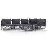 6 Piece Garden Lounge Set with Cushions Anthracite Steel - Front View