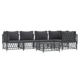 6 Piece Garden Lounge Set with Cushions Anthracite Steel - Side View